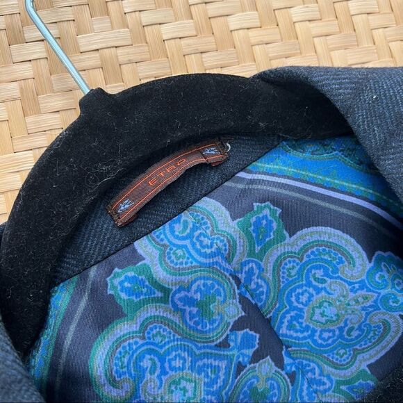 Etro navy blue blazer wool‎ silk blend - Picture 2 of 12